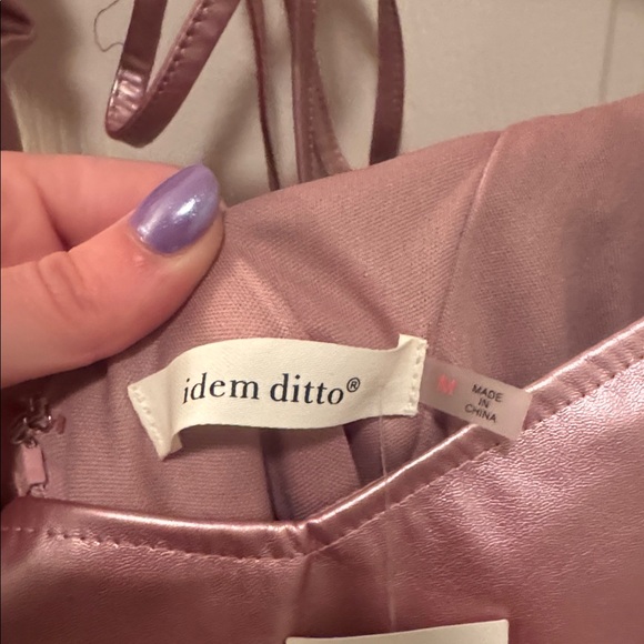 Metallic Rose Pink Puff Sleeve Mini Dress NWT - Picture 3 of 4